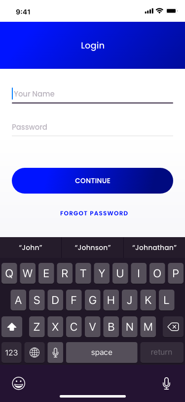 High-fidelity app screen