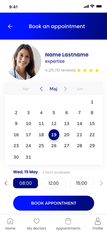 High-fidelity app screen