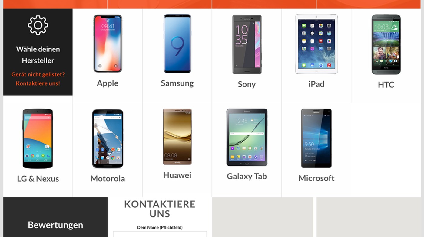 The old device chooser, a grid of device photographs