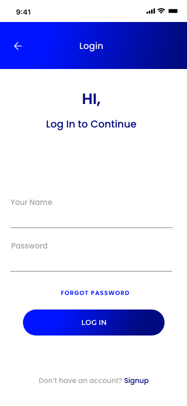 High-fidelity app screen