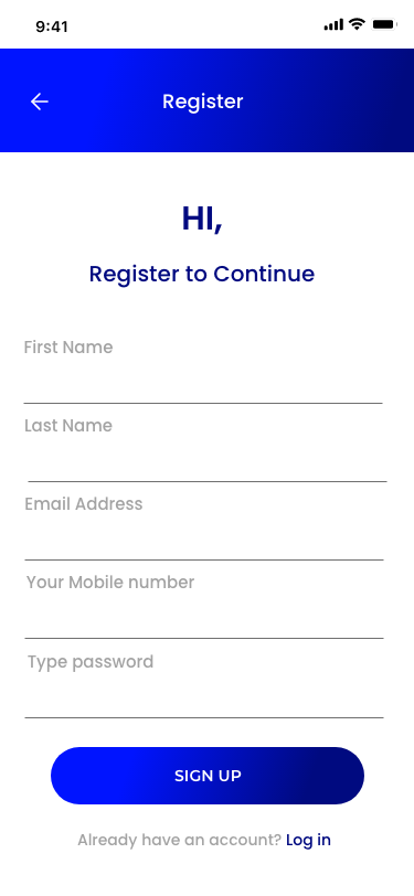 High-fidelity app screen