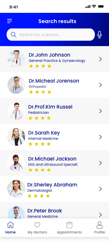 High-fidelity app screen