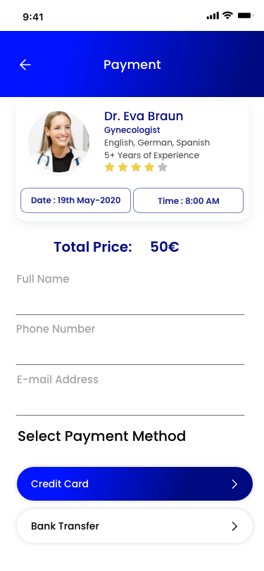 High-fidelity app screen