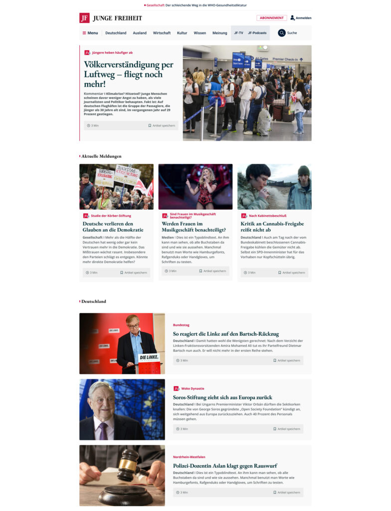 Desktop homepage