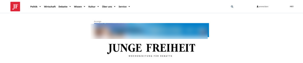 Before — an ad above the masthead