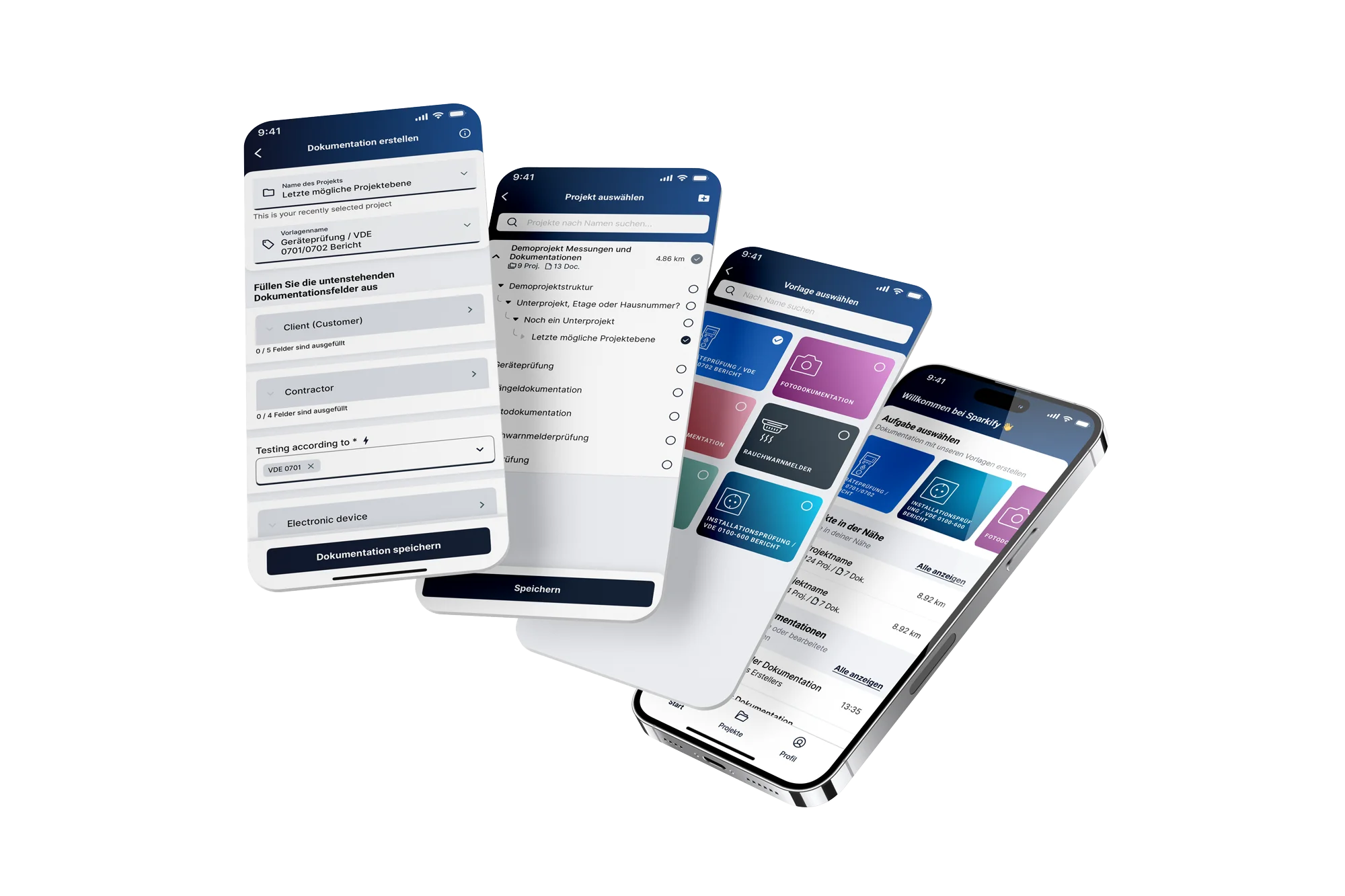 Sparkify — Home, the project tree, template selection and a documentation in progress